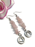 Rose Quartz Earrings Alcoholics Anonymous