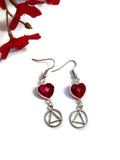 Heart Shaped Red Crystal Earrings - AA